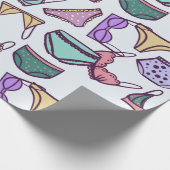 ヴィンテージシームレスなパターン下着：ブラスとパンティ ラッピングペーパー (角)