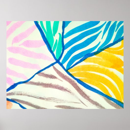 ヴィンテージシームレスなパターン手描き白い庭f ポスター (正面)