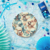 ヴィンテージシームレスなプードルイラストレーション ペーパープレート (パーティー)