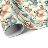 ヴィンテージシームレスなプードルイラストレーション ラッピングペーパー (ロールコーナー)