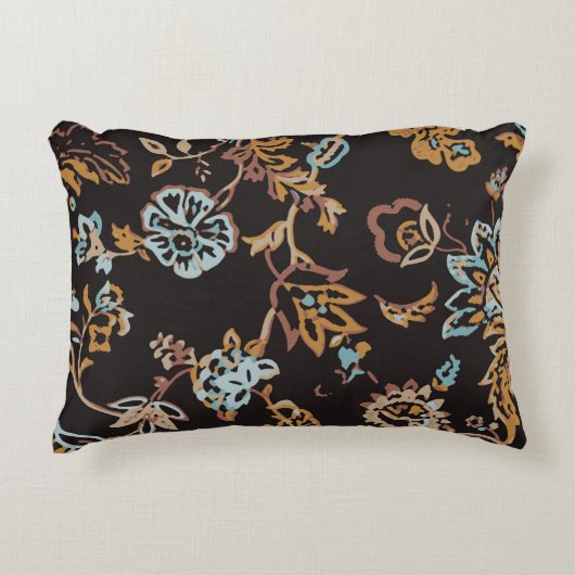 ヴィンテージシームレスな花柄。手書きテクスチャ アクセントクッション (正面)