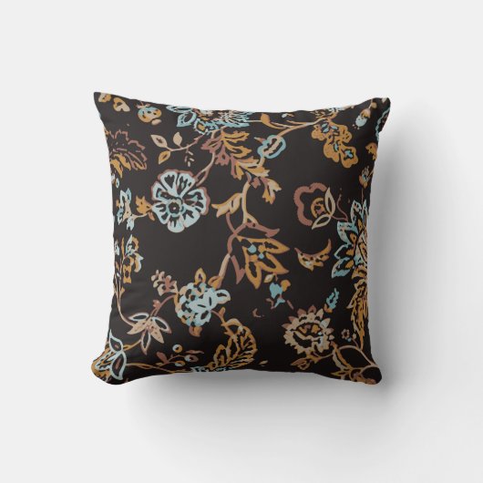 ヴィンテージシームレスな花柄。手書きテクスチャ クッション (正面)