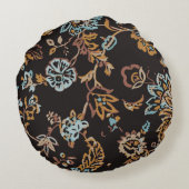 ヴィンテージシームレスな花柄。手書きテクスチャ ラウンドクッション (裏面)