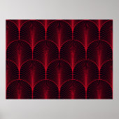 ヴィンテージシームレスな赤と黒のアートデコ壁紙 ポスター (正面)