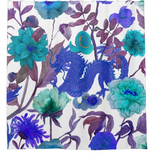 ヴィンテージシームレスア伝統的ジアのパターン。日本 シャワーカーテン (正面)