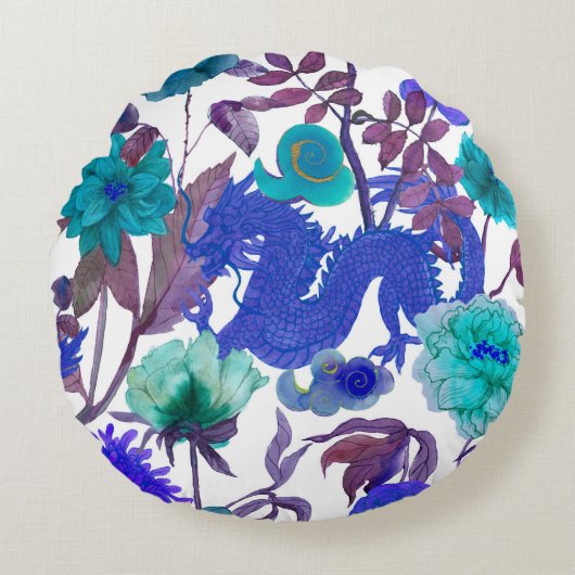 ヴィンテージシームレスア伝統的ジアのパターン。日本 ラウンドクッション (正面)