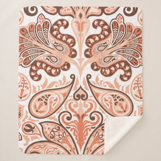 ヴィンテージシームレスカラフルパターンペイズリースタイル シェルパブランケット (正面)