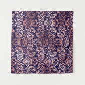 ヴィンテージシームレスダマスクバラ金ゴールド箔クラシック部 タペストリー (正面(横))