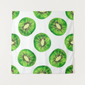 ヴィンテージシームレスパターンキウイイラストレーションハンドdr タペストリー (正面(横))