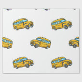 ヴィンテージシームレスパターンスクールバス付き。 ラッピングペーパー (フラット)