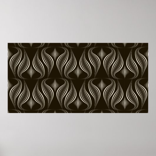 ヴィンテージシームレスパターンモノクロオーナメント ポスター (正面)