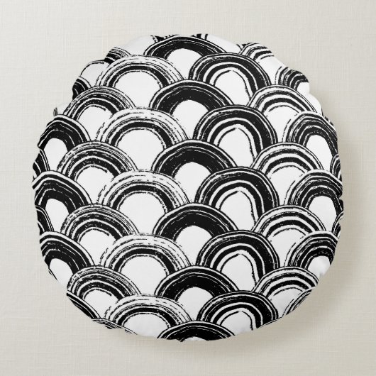 ヴィンテージシームレスパターン乾燥ブラシ付きstr ラウンドクッション (正面)