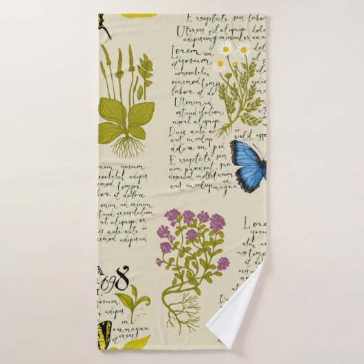 ヴィンテージシームレスパターン手書き文字Lor バスタオル (バスタオル)