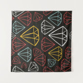 ヴィンテージシームレスパターン、ダイヤモンドデザイン素子 タペストリー (正面(横))