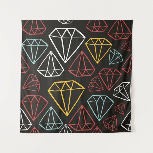 ヴィンテージシームレスパターン、ダイヤモンドデザイン素子 タペストリー (正面)