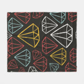 ヴィンテージシームレスパターン、ダイヤモンドデザイン素子 フリースブランケット (正面(横))