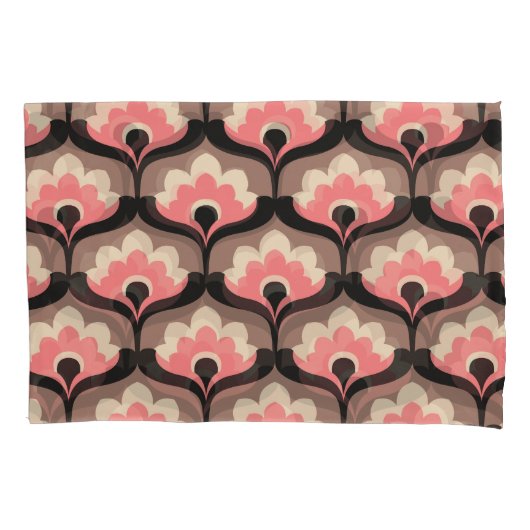 ヴィンテージシームレスフローラ花模様 枕カバー (正面)