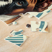 ヴィンテージシームレスボクサードッグイラストレーション ジグソーパズル (側面)