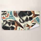 ヴィンテージシームレスボクサードッグイラストレーション バスタオル (バスタオル)