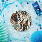 ヴィンテージシームレスボクサードッグイラストレーション ペーパープレート (パーティー)