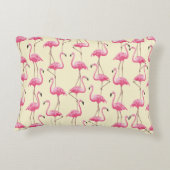 ヴィンテージシームレス写実的フラミンゴ鳥 アクセントクッション (裏面)