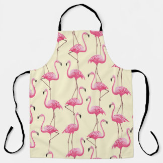 ヴィンテージシームレス写実的フラミンゴ鳥 エプロン