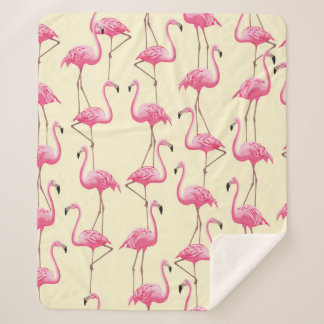 ヴィンテージシームレス写実的フラミンゴ鳥 シェルパブランケット