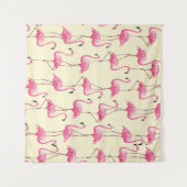 ヴィンテージシームレス写実的フラミンゴ鳥 タペストリー (正面(横))