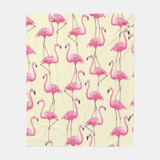 ヴィンテージシームレス写実的フラミンゴ鳥 フリースブランケット
