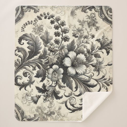 ヴィンテージシームレス植物花パターン シェルパブランケット (正面)