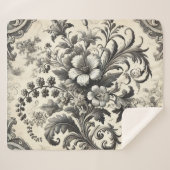 ヴィンテージシームレス植物花パターン シェルパブランケット (正面(横))