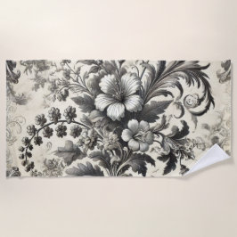 ヴィンテージシームレス植物花パターン ビーチタオル