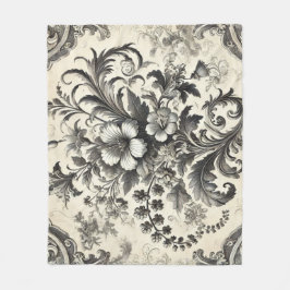 ヴィンテージシームレス植物花パターン フリースブランケット