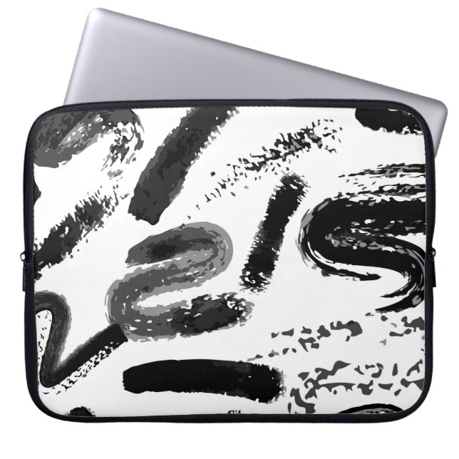 ヴィンテージシームレス絵を描の手水色ドライブラシ ラップトップスリーブ (正面)