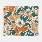 ヴィンテージシームレス花柄。リバティスタイルバック フリースブランケット (正面(横))