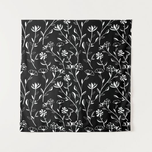 ヴィンテージシームレス輪郭花パターン。手書き タペストリー (正面)