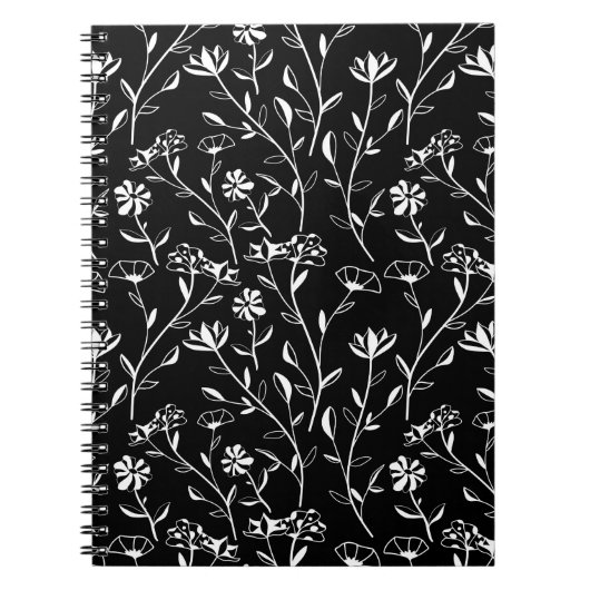 ヴィンテージシームレス輪郭花パターン。手書き ノートブック (正面)