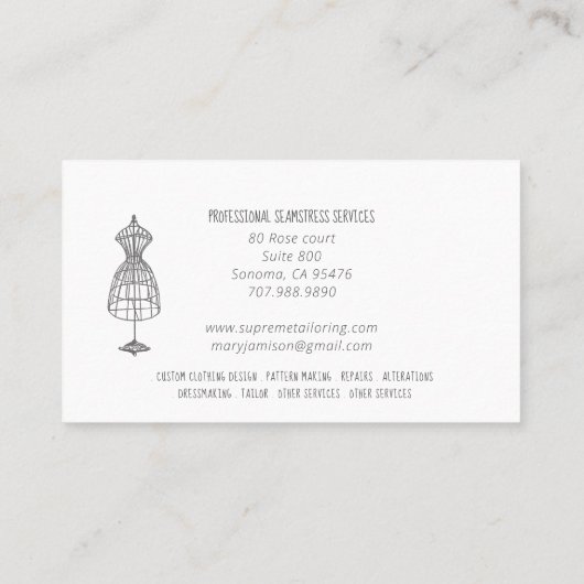 ヴィンテージシーメストレタードレス型枠サーモン 名刺 (裏面)