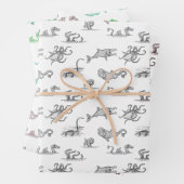 ヴィンテージシーモンスターラインアート ラッピングペーパーシート (インサイチュ)