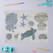 ヴィンテージシーライフコーラルタートスターフィッシュシェルウッド 薄葉紙 (クラフト)