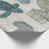 ヴィンテージシーライフサンゴタートルヒトデコパージュ ラッピングペーパー (角)