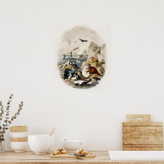 ヴィンテージシールイラストレーション ポスター (キッチン)