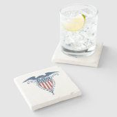 ヴィンテージシールド赤白青アメリカン・イーグル・スターズ ストーンコースター (横)