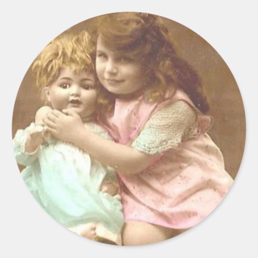 ヴィンテージシール付き少女 ラウンドシール (正面)