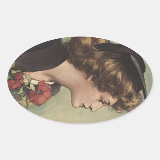 ヴィンテージシール卒業キャップガウン女性プロフィール 楕円形シール (正面)