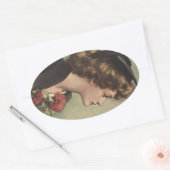 ヴィンテージシール卒業キャップガウン女性プロフィール 楕円形シール (封筒)