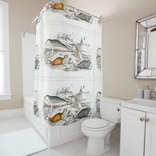 ヴィンテージシール海ビーチ シャワーカーテン (インサイチュ)