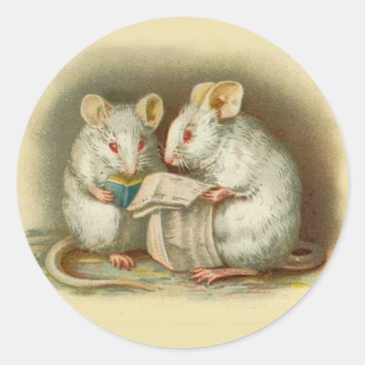 ヴィンテージシール，ネズミ ラウンドシール (正面)