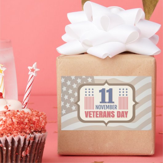 ヴィンテージシール(退役軍人日) 長方形シール (パーティー)