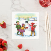 ヴィンテージシーンクリスマスホリデー紙ナプキン スタンダードカクテルナプキン (インサイチュ)